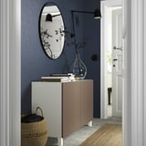 BESTÅ Storage combination with doors, white/Lappviken/Stubbarp light grey-brown, 120x42x74 cm