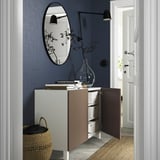 BESTÅ Storage combination with doors, white/Lappviken/Stubbarp light grey-brown, 120x42x74 cm