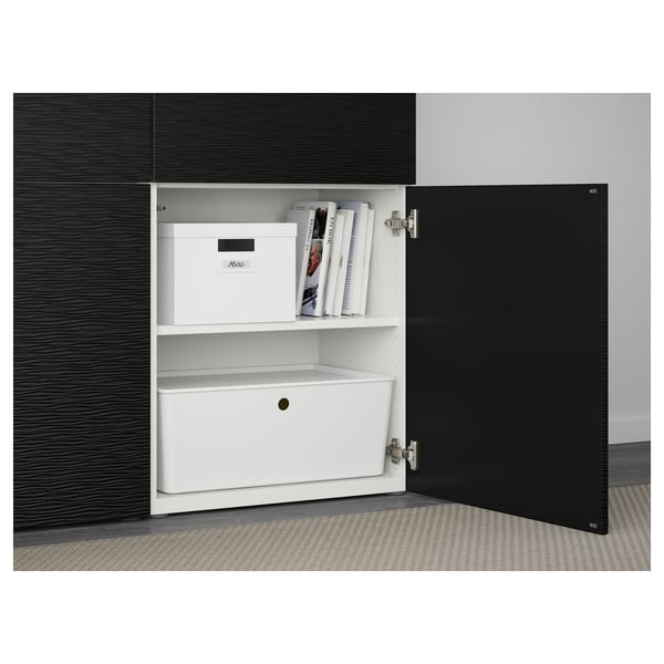 BESTÅ Storage combination with doors, white/Laxviken black, 120x42x193 cm