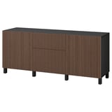 BESTÅ Storage combination with drawers, black-brown Björköviken/Stubbarp/brown stained oak veneer, 180x42x74 cm