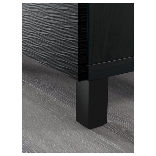 BESTÅ Storage combination with drawers, Laxviken black/Selsviken high-gloss/black, 180x42x74 cm