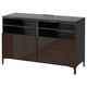 BESTÅ TV bench with doors, black-brown/Selsviken/Nannarp high-gloss/brown, 120x42x74 cm