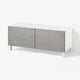 BESTÅ TV bench with doors, white Kallviken/Stubbarp/dark grey, 120x42x48 cm