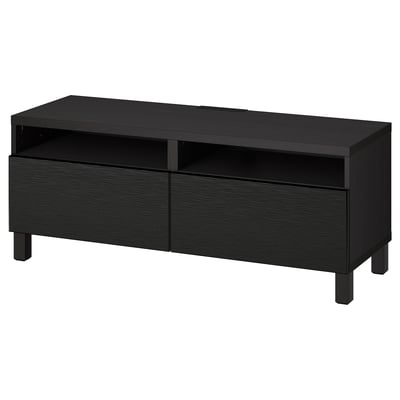 BESTÅ TV bench with drawers, black-brown/Laxviken/Stubbarp black, 120x42x48 cm