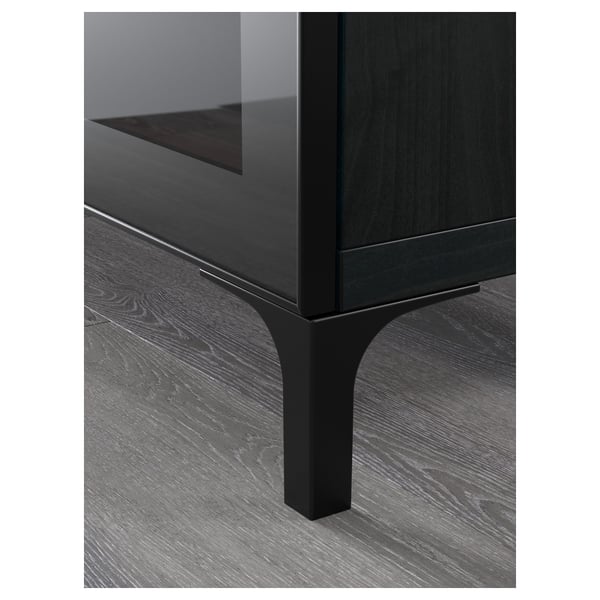 BESTÅ TV bench with drawers, black-brown/Selsviken high-gloss/black clear glass, 180x40x74 cm