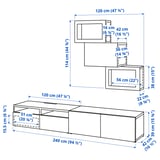 BESTÅ TV storage combination/glass doors, black-brown/Lappviken black-brown clear glass, 240x42x190 cm