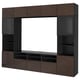 BESTÅ TV storage combination/glass doors, black-brown/Selsviken high-gloss/brown clear glass, 300x42x231 cm