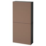 BESTÅ Wall cabinet with 2 doors, black-brown/Lappviken light grey-brown, 60x22x128 cm