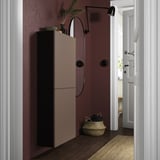 BESTÅ Wall cabinet with 2 doors, black-brown/Lappviken light grey-brown, 60x22x128 cm