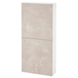BESTÅ Wall cabinet with 2 doors, white Bergsviken/beige marble effect, 60x22x128 cm