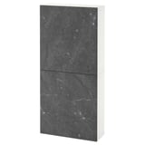 BESTÅ Wall cabinet with 2 doors, white Bergsviken/black marble effect, 60x22x128 cm