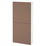 BESTÅ Wall cabinet with 2 doors, white/Lappviken light grey-brown, 60x22x128 cm
