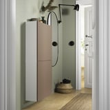 BESTÅ Wall cabinet with 2 doors, white/Lappviken light grey-brown, 60x22x128 cm