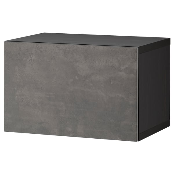 BESTÅ Wall-mounted cabinet combination, black-brown/Kallviken dark grey, 60x42x38 cm