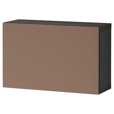 BESTÅ Wall-mounted cabinet combination, black-brown/Lappviken light grey-brown, 60x22x38 cm