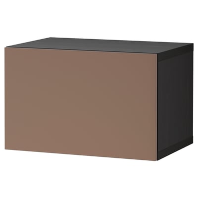 BESTÅ Wall-mounted cabinet combination, black-brown/Lappviken light grey-brown, 60x42x38 cm