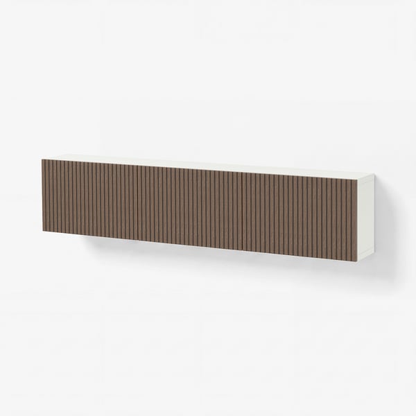 BESTÅ Wall-mounted cabinet combination, white brown/Björköviken stained oak veneer, 180x22x38 cm