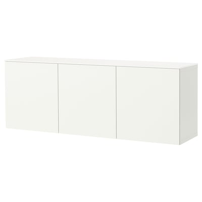BESTÅ Wall-mounted cabinet combination, white Förvaltare/white high-gloss white, 180x42x65 cm