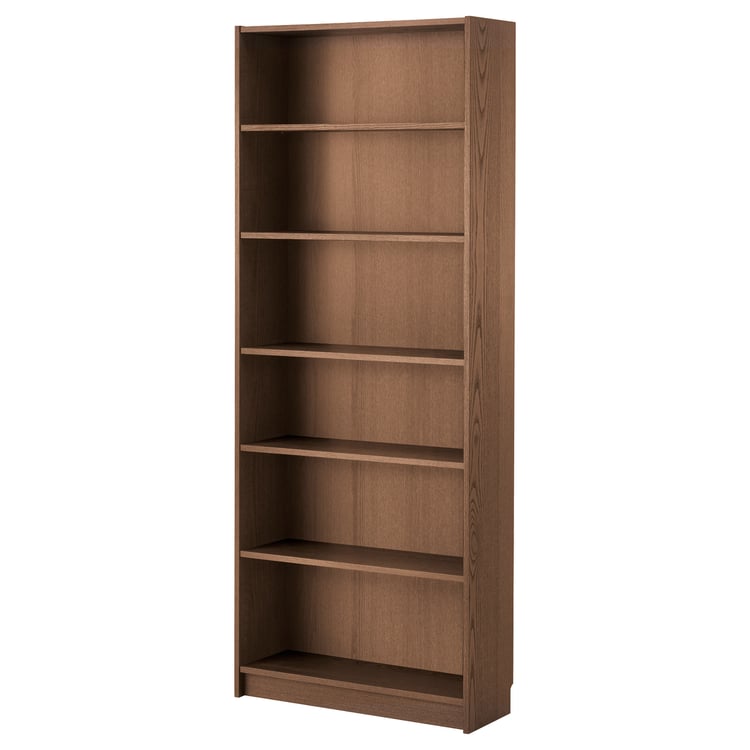 BILLY Bookcase, brown ash veneer, 80x28x202 cm IKEA