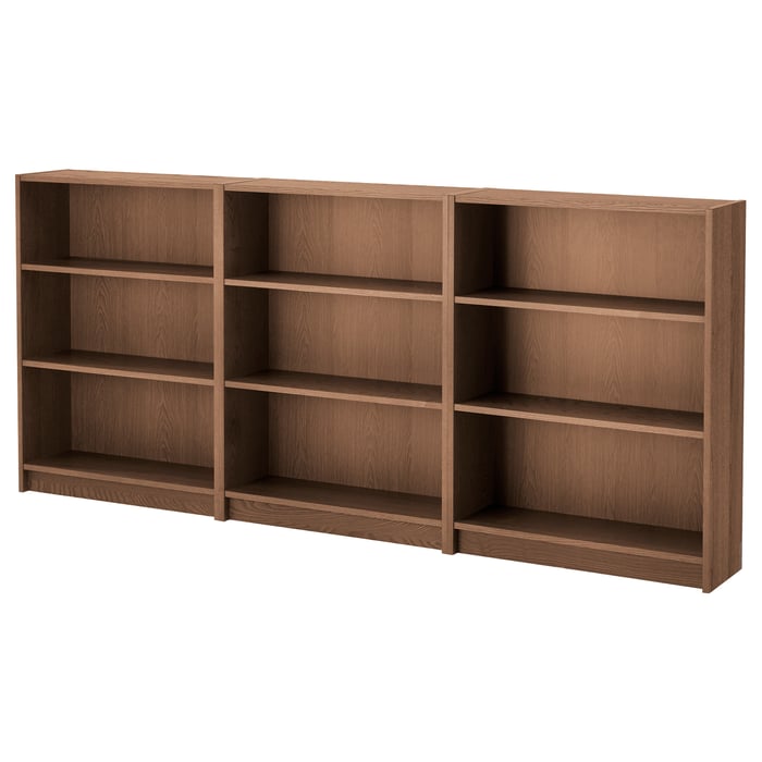 BILLY bookcase, brown ash veneer, 240x28x106 cm IKEA