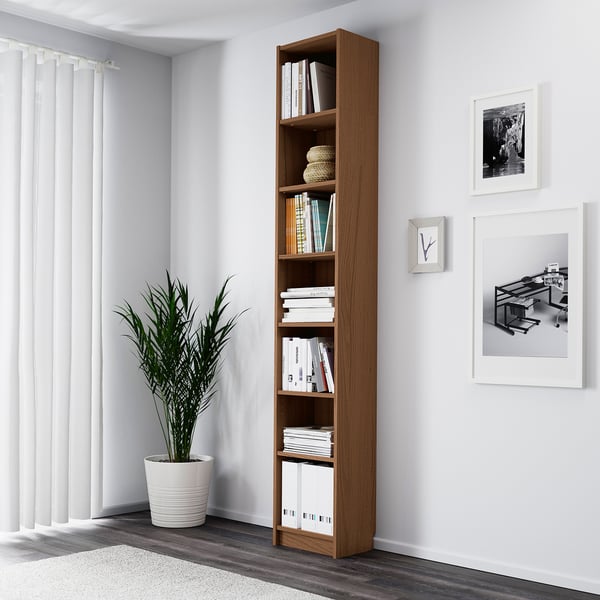 BILLY bookcase, brown ash veneer, 40x28x237 cm IKEA