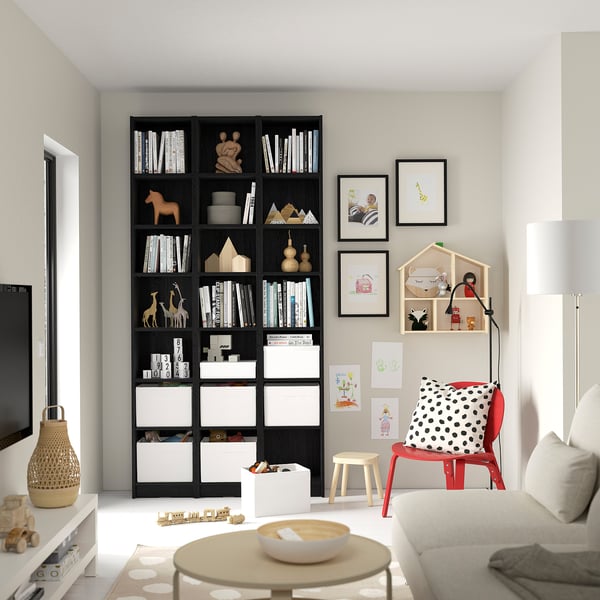 BILLY Bookcase comb with extension units, black oak effect, 120x28x237 cm