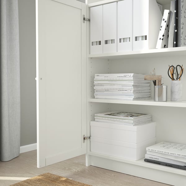 BILLY / OXBERG Bookcase with doors, white, 80x30x202 cm