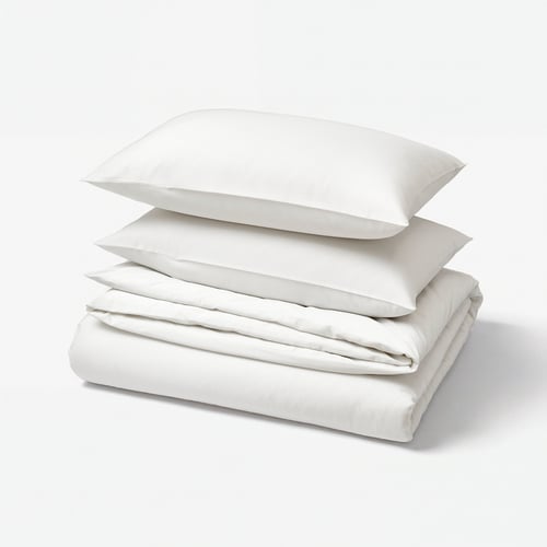 BJÖRKAL Duvet cover and 2 pillowcases, white, 240x220/50x80 cm