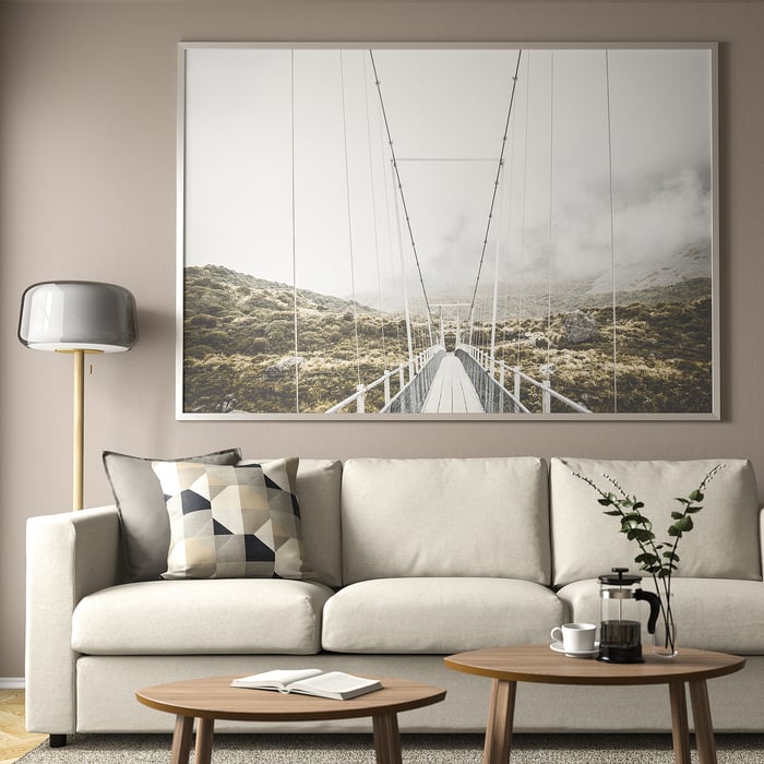 BJÖRKSTA picture with frame, other side of the bridge/aluminiumcolour