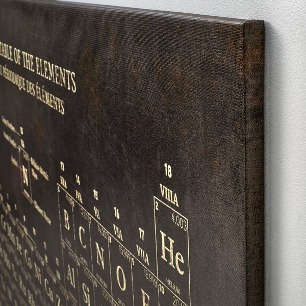 BJÖRKSTA Picture with frame, periodic table/black, 200x140 cm