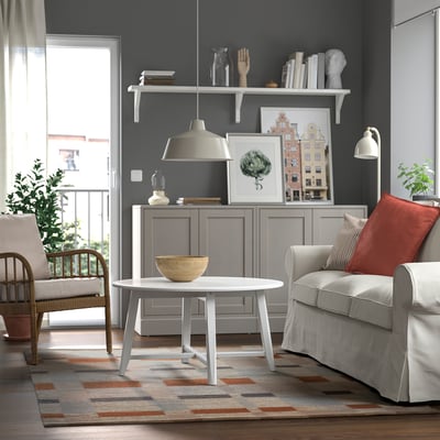 BLÅLJUS Rug, flatwoven, handwoven natural/grey/brown check, 170x240 cm