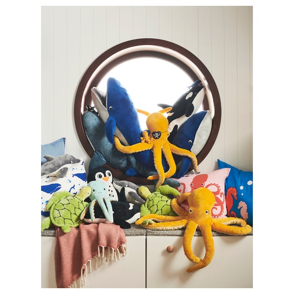 BLÅVINGAD Soft toy, blue whale, 100 cm
