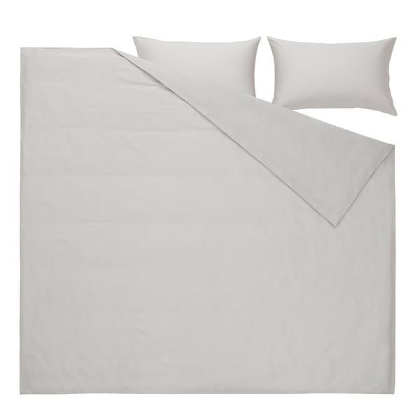 BLODNÄVA Duvet cover and 2 pillowcases, grey, 240x220/50x80 cm