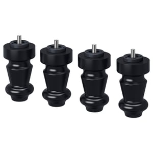 Four black wooden legs with screws at top, smooth finish.