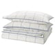 BREDVECKLARE Duvet cover and 2 pillowcases, white blue/check, 240x220/50x80 cm