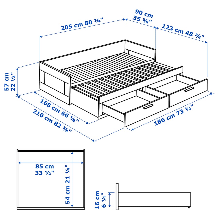 BRIMNES سرير نهار بدرجين/مرتبتين أبيض/Moshult متين. IKEA