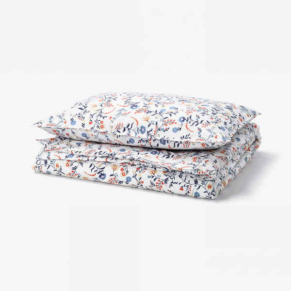 BRUDKRUSBÄR Duvet cover and pillowcase, white multicolour/floral pattern, 150x200/50x80 cm