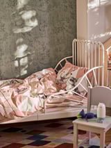 BUSENKEL Duvet cover and pillowcase, ballerina pattern pink/white, 150x200/50x80 cm