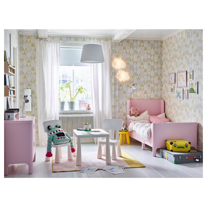 BUSUNGE extendable bed, light pink, 80x200 cm IKEA