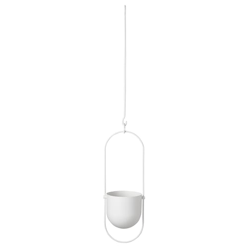 CHILISTRÅN white oval planter, powder-coated steel, minimalist.