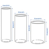 CYLINDER Vase, set of 3, clear glass