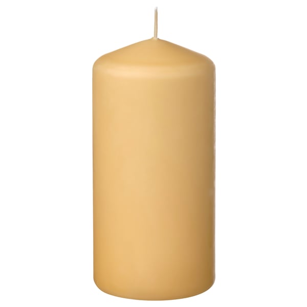 DAGLIGEN unscented pillar candle, light yellow, 14 cm IKEA