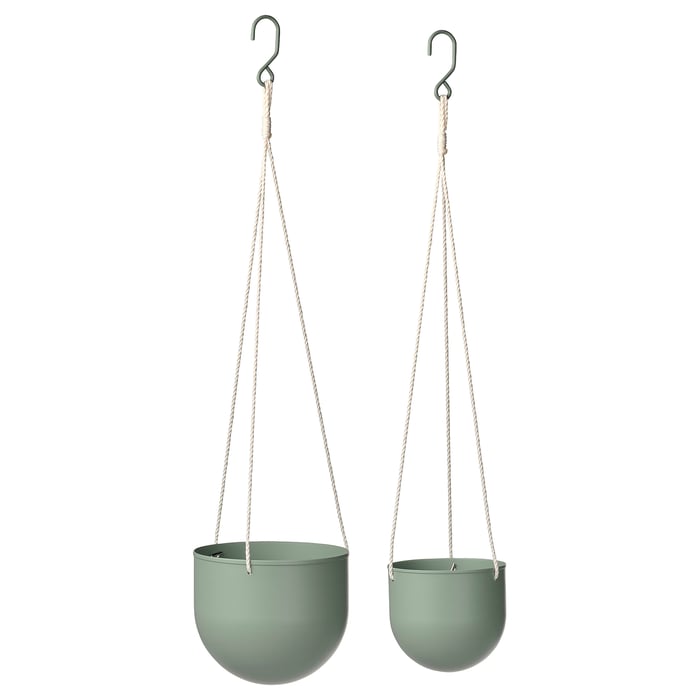 DAKSJUS hanging planter, set of 2, in/outdoor light greygreen IKEA