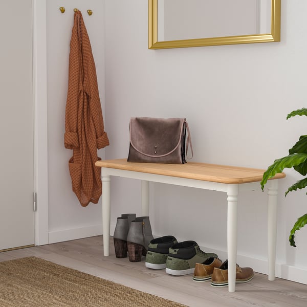 DANDERYD Bench, oak veneer/white, 90x35 cm