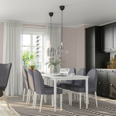 DANDERYD / DANDERYD Table and 6 chairs, white/Vissle grey, 180 cm