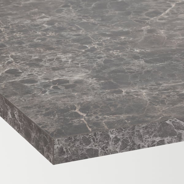 EKBACKEN Worktop, dark grey marble effect/laminate, 246x2.8 cm