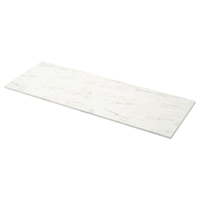 EKBACKEN Worktop, white marble effect/laminate, 186x2.8 cm