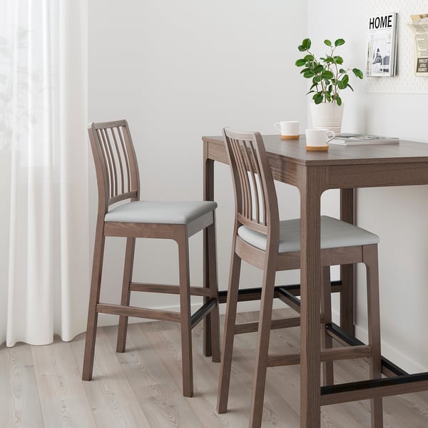 Ekedalen Bar Stool With Backrest Brown Orrsta Light Grey 75 Cm Ikea