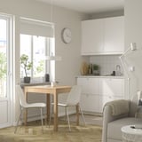 EKEDALEN / LIDÅS Table and 2 chairs, oak/white chrome-plated, 80/120 cm