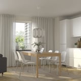 EKEDALEN / LIDÅS Table and 6 chairs, oak/white chrome-plated, 180/240 cm